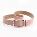 Pale pink minimalist leather belt for women with a classic gold metal pin buckle - Pink