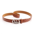 Brown gloss leather belt for women with diamond quilted pattern and silver buckle - Silver Buckle Camel