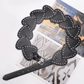 Black Y2K punk belt featuring overlapping heart leather pieces and silver rivets - Black
