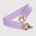 Cinturón elástico lavanda para mujer con hebilla elegante de anillos dorados - Púrpura