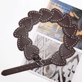 Vintage Y2K heart rivet belt in dark brown with studded leather segments and buckle - Coffee