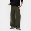 Pantaloni casual vintage da uomo in verde oliva scuro con gamba dritta e vestibilità ampia - L / Verde Militare