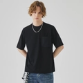Heren zwart katoenen T-shirt met ontspannen pasvorm en een praktisch borstzakdetail - S / Zwart