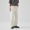 Men's off-white straight-leg carpenter pants in heavy pique cotton with knee stitching - S / Paris Grey