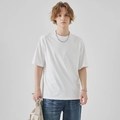 Classic white crewneck short sleeve t-shirt for men in a relaxed fit with soft cotton - S / White