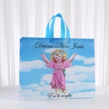 Detail of Divino Niño Jesús religious print on large blue non-woven gift shopping bag - Religious Child Jesus Printed Style (GW1001-1) / 43*33*13cm