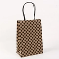 Close-up of brown kraft paper gift bag with black polka dots and rope handles - Black Polka Dot / 27x21x11cm