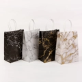 Set of four marble texture paper gift bags with handles in black and white color schemes - Marble 4-Color Mix