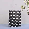 Kraft paper gift bag with white polka dots on black background and white rope handles - Black / 15x11x6cm