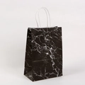 Classic black marble textured paper gift bag with sturdy white rope handles and sawtooth edge - 15*11*6 / Black Marble Style (211-3)