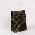 Elegant black kraft paper gift bag with golden marble texture and white rope handles - 15*11*6 / Black Gold Marble Style (211-2)