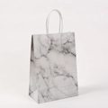 Premium marble pattern kraft paper gift bag with white rope handles for retail shopping - 15*11*6 / White Marble Style (211-4)