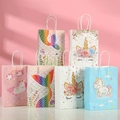 Assorted kraft paper gift bags with mermaid and unicorn prints for party packaging - Medium Mixed Colors