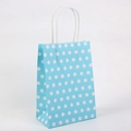 Lichtblauwe papieren geschenktas met witte stippen en gedraaide handgrepen - Blauw (15*11*6)