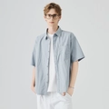 Camicia a maniche corte azzurra con taschino sul petto per un look estivo casual e fresco - 2XL / Blu