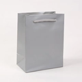 Sleek silver-gray cardboard gift bag with woven handles for elegant shopping - Silver