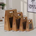 Sacchetti regalo in carta kraft marrone con finestra e fiocchi dorati in quattro misure - 26*16*9