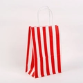 Red and white vertical striped kraft paper gift bag with durable white rope handles - Vertical Stripe Red / H21*L15*W8