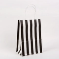Vertical gift bag with black and white stripes and white twisted rope handles - Black Vertical Stripes