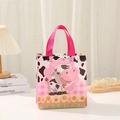 Pink cartoon cow printed non-woven gift bag with durable handles for party shopping - 29*27*12 / Pink Sunflower Cow Pattern (2004-1)