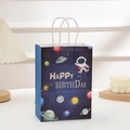 Weltraum-Astronaut Happy Birthday Geschenktüte mit Planeten-Prints und weißen Seilgriffen - Astronaut Erde Stil (70-3)