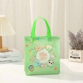 Borsa shopping verde in tessuto non tessuto con simpatici animali cartoon e testo thank you - Animale con Motivo a Onde Verde (2003-4) / 29x27x12cm