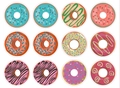 Set of 12 colorful donut adhesive stickers for party gift bags and candy packaging decoration - Colorful Donut Food Style