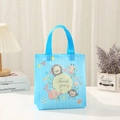Sacchetto regalo blu in TNT con simpatici animali e scritta Thank You per bambini - Animale a Righe Blu (2003-1) / 29x27x12cm