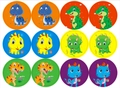 Set of 12 colorful cartoon dinosaur adhesive stickers for gift bag decoration - Colorful Vector Dinosaur Style