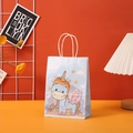 Blue kraft paper gift bag with cartoon unicorn illustration and white twisted rope handle - Light Blue Unicorn (401-1)