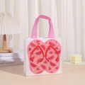 White non-woven gift bag with summer flip-flop print and pink woven handles - Red and Green Watermelon Slice Style (9003-5) / 20*20*9cm