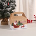 Détail de la boîte cadeau de Noël avec motif Père Noël et poignée de transport solide - Design Père Noël Traîneau (A003-6) / 16cmx9cmx9cm