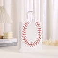 White kraft paper gift bag with red baseball stitching print and twisted rope handles - Style 61-1 (24.3.21-1)