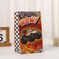 Monster truck kraft paper gift bag with racing checkered flags and comic book graphics - Brown Blast Comic Monster Truck Style (H005-1) / 22x13x8