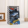 Close-up of shark racing theme gift bag featuring bold graphics and blue car illustration - Blue Shark Monster Truck Style (H005-5) / 22x13x8