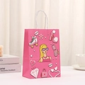 Pink Y2K style paper gift bag with fashion elements and white rope handles for shopping - Pink Fashion Sticker Style (426-2)