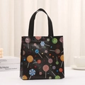 Borsa shopping nera impermeabile in tessuto non tessuto con stampe colorate di lecca-lecca - Stampa lecca-lecca (9001-12) / 20x20x9cm