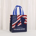 Patriotic non-woven tote bag with US flag design and Veterans Day soldier silhouette - Soldier Style (5017-3) / 23*22*11