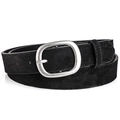 Cintura vintage in finto camoscio nero da donna con fibbia argentata opaca - 105cm / Nero