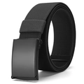 Elastic nylon woven belt for men with matte black smooth buckle and military style - 120cm / Black Buckle Black