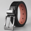 Klassieke zwarte herenriem van leer met vintage geborstelde zilveren metalen gesp - Zwart / Klein