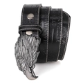 Cintura in pelle 250° anniversario USA con fibbia a testa d'aquila e goffratura 1776-2026 - 120cm / Nero