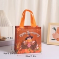 Orange Happy Thanksgiving non-woven gift bag with turkey and pumpkin design, 20x20x9cm - Cartoon Turkey Happy Thanksgiving (9015-4) / 20x9x20