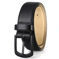 Ceinture noire homme en cuir avec boucle ardillon mate pour un style décontracté - 110cm / Noir