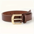 Minimalist brown leather belt with elegant gold needle buckle for stylish women - Standard Type / Coffee