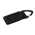 Tactical nylon webbing strap with black triangle carabiner hook for outdoor gear - Black