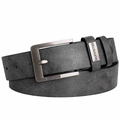 Cintura da uomo vintage in pelle PU grigia con fibbia ad ardiglione in metallo opaco - Nero / 110cm