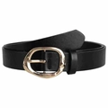 Ceinture noire en cuir avec boucle métallique dorée irrégulière pour jeans - 110cm / Boucle Dorée Noir