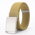 Tactical stretch nylon woven belt in khaki with a matte silver buckle for men - 120cm / Khaki With Silver Buckle