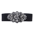 Eleganter Damen Taillengürtel in Schwarz mit glitzerndem Strasssteinverschluss verziert - Schwarze Strasssteine